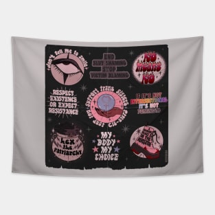 Retro Dark Feminist Poster Tapestry