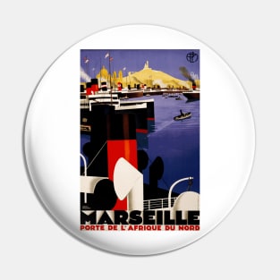 Marseille, France - Vintage Travel Poster Design Pin