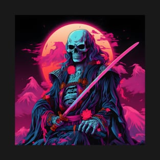 Samurai Skeleton Vaporwave T-Shirt