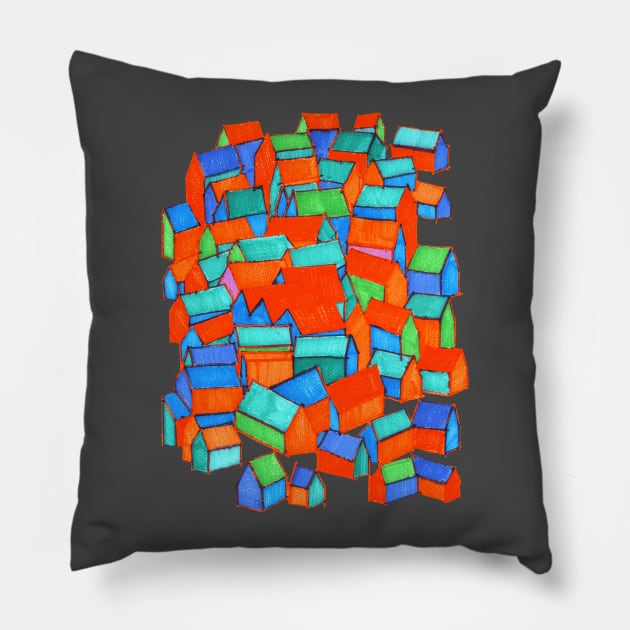 Whole hillside of houses Pillow by fokafoka