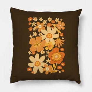 Groovy 60s Floral Party - Bronze Pillow