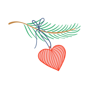 Decorative heart on pine twig. T-Shirt