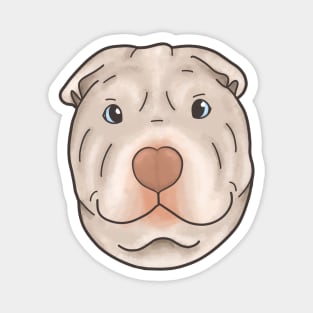 Silly Shar Pei Gemma Cartoon Portrait on White - Smaller Design Version Magnet