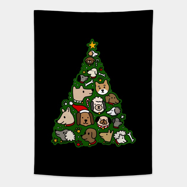 Christmas Tree Dog Lover Holiday Tapestry by Trippycollage