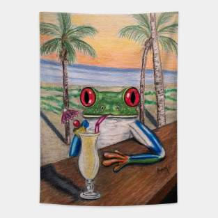 "Piña Colada Frog" - Frogs After Five collection Tapestry