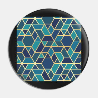 Teal, Blue and Gold Geo Pin