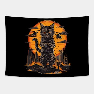 Catzilla Cat Roaring Kitty Tapestry