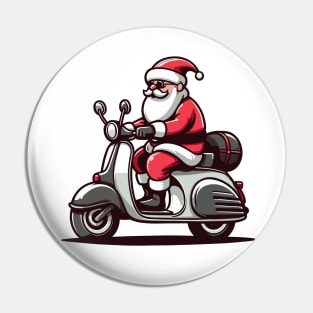 Santa On Scooter Pin