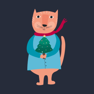 Cat with christmas tree T-Shirt