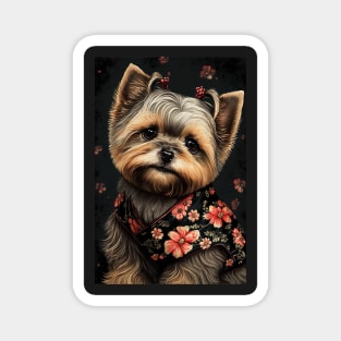 Super Cute Yorkshire Terrier Puppy Portrait - Japanese style Magnet