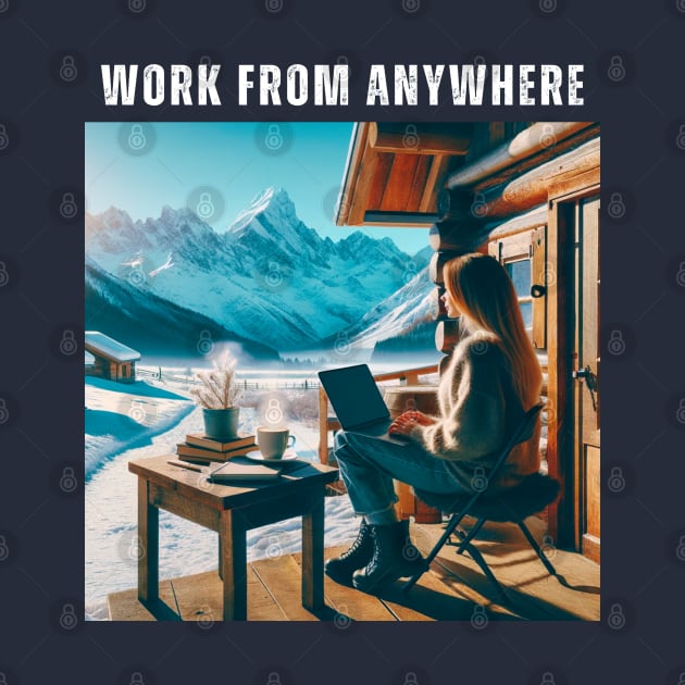 Work From Anywhere - Woman in Mountains and Snow by The Global Worker