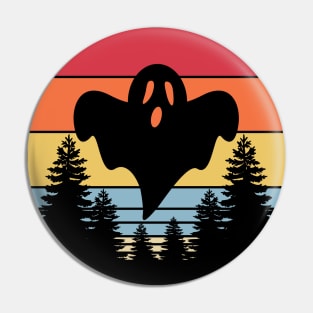 Ghost Vintage Sunset Retro Halloween Design Edit Pin