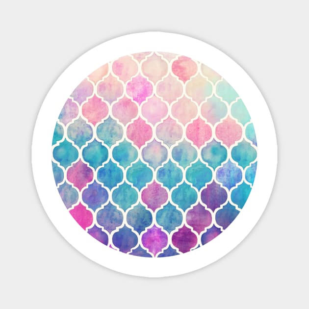 Rainbow Pastel Watercolor Moroccan Pattern Magnet by micklyn