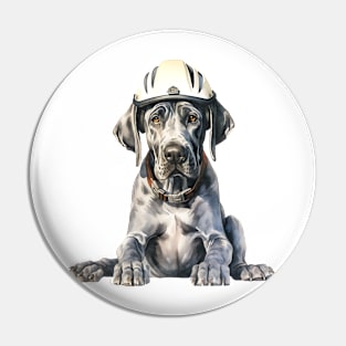 Great Dane Dog in Helmet Pin