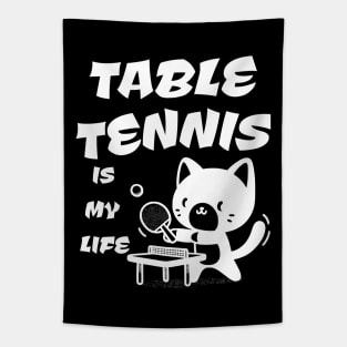 Cool Cat Playing Table Tennis Tapestry