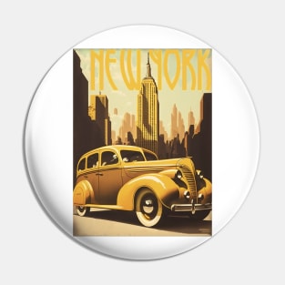 New York Car Vintage Travel Art Poster Pin