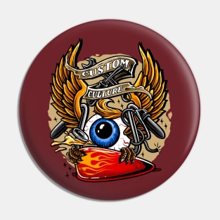 flying eyeball retro Pin