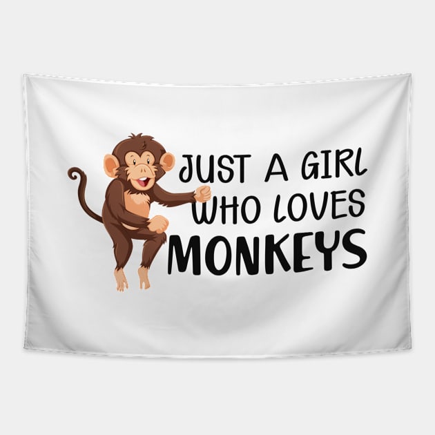 Monkey Girl - Just a girl who loves monkeys Tapestry by KC Happy Shop