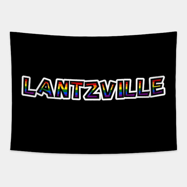 District of Lantzville - LGBT Rainbow Flag - Loud and Proud Gay Town Text - Lantzville Tapestry by Bleeding Red Pride