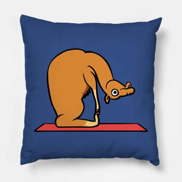 Camel Yoga Pose Pillow by huebucket