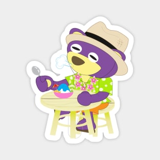 Mr.Purple bear in Hawaii shirt with shaved ice Magnet