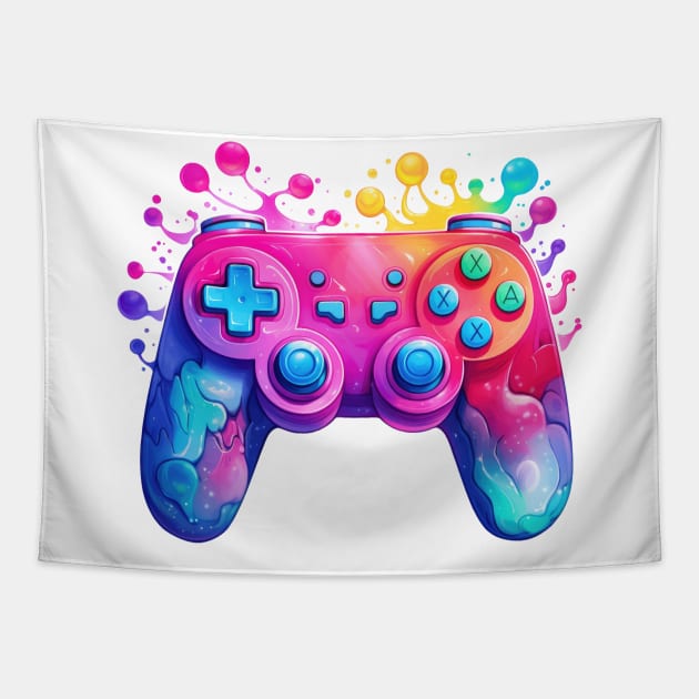 Retro Melting Gamepad #2 Tapestry by Chromatic Fusion Studio