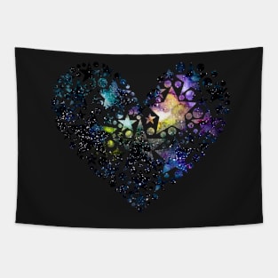 Watercolor Starry Sky in Heart Tapestry