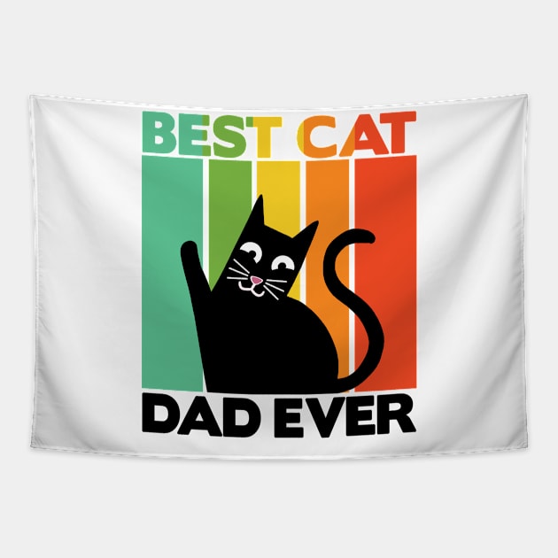 Best Cat Dad Ever Retro Vintage Daddy Gift Cats Tapestry by Kuehni