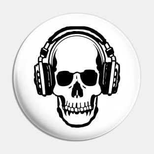 Skull with headphones Pin