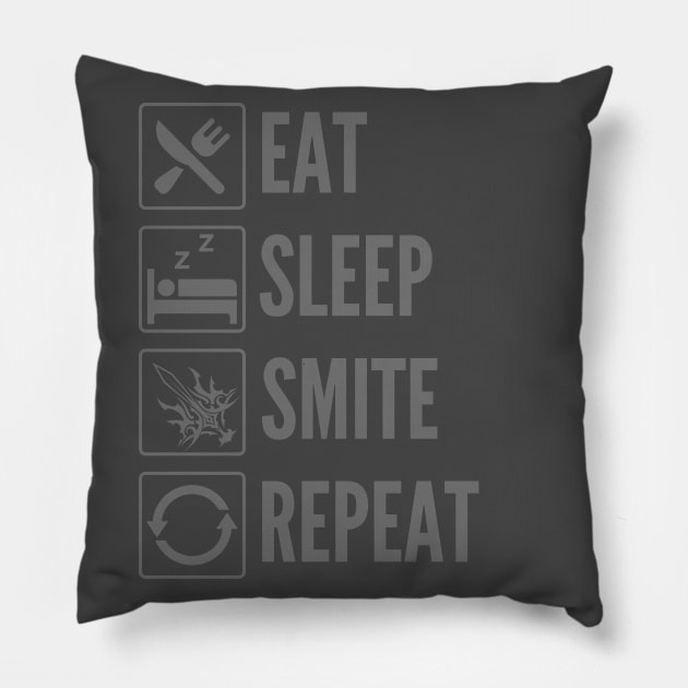 "Eat, Sleep, Smite, Repeat" Paladin Print Pillow by DungeonDesigns