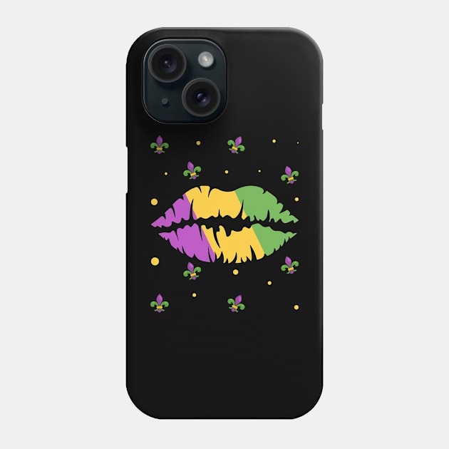 Mardi Gras Lips - Funny New Orleans Mardi Gras Fleur-De-Lis Phone Case by Pizzan