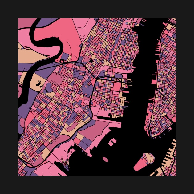 Jersey City Map Pattern in Purple & Pink by PatternMaps