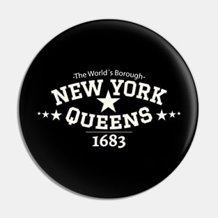 New York Queens - Queens Schriftzug - Queens college style Logo Pin