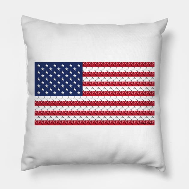 Bones and Paw Prints American Flag Pillow by artsytoocreations