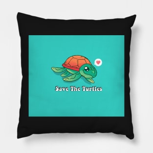 Save The Turtles Cute Sea Life Turtle Animal Social Distancing FaceMask Pillow