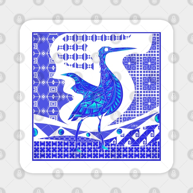 agami heron bird in ecopop talavera pattern wallpaper art 1 Magnet by jorge_lebeau