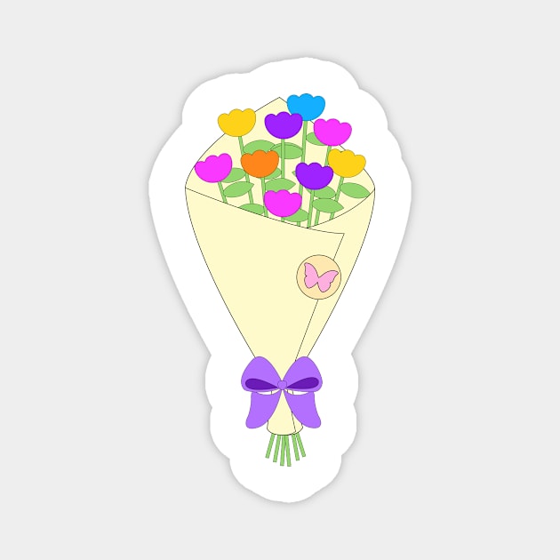 Summer Flowers Bouquet Digital | Melanie Jensen Illustrations Magnet by illusima