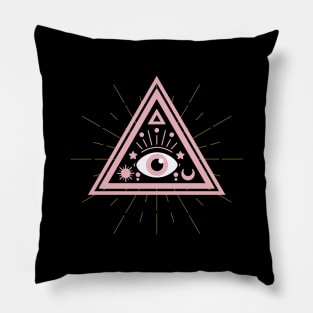 All Seeing eye black pink Pillow