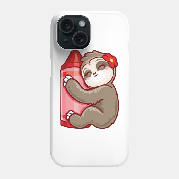 Red Crayon Coloring Sloth back to school gifts Phone Case by PnJ