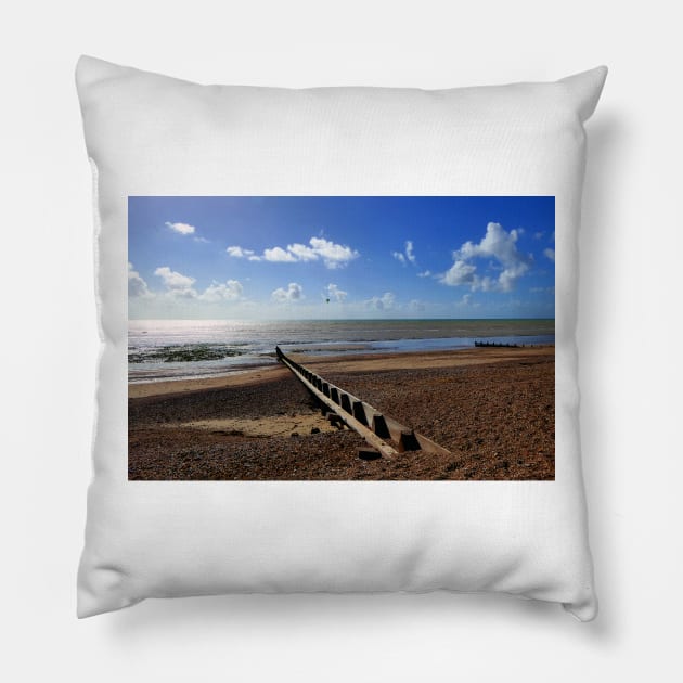 Angmering on Sea Beach Sussex England Pillow by AndyEvansPhotos