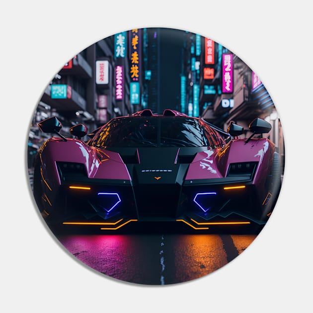 Dark Neon Sports Car in Japanese Neon City Pin by star trek fanart and more