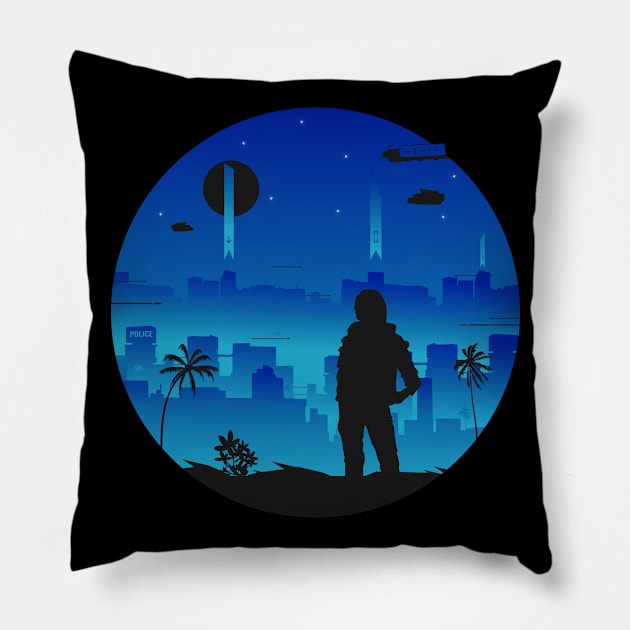 Entering Night City female Pillow by tottlekopp