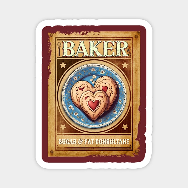 Baker western wanted poster heart cookies baking pastry chef Magnet by BigMRanch