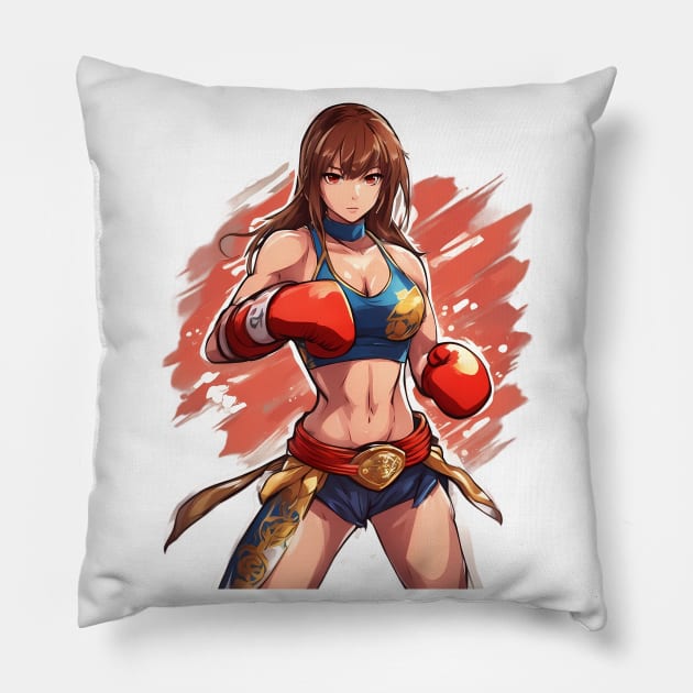 Women MMA fighter Pillow by animegirlnft