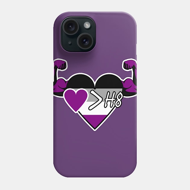 Strong Heart: Love Is Greater Than Hate (Asexual Pride) Phone Case by Zogar77