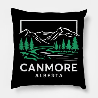 Canmore Alberta, Retro Town Pillow