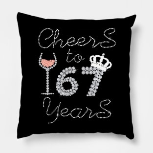 Queen Girl Drink Wine Cheers To 67 Years Old Happy Birthday Pillow