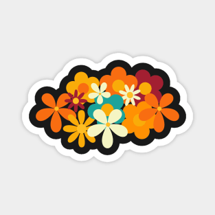 Retro 70s Classic Colors Flower Power Seamless Repeat Pattern Print Magnet