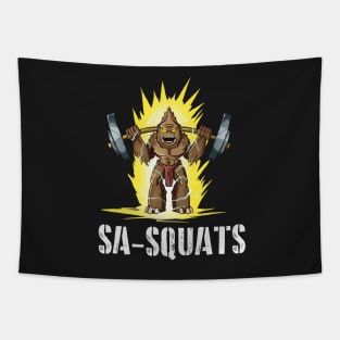 Sasquatch Squats (Sa-Squats)(White Text Variant) Tapestry