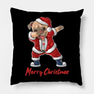 Dabbing Dog Santa Hat Merry Christmas Pillow